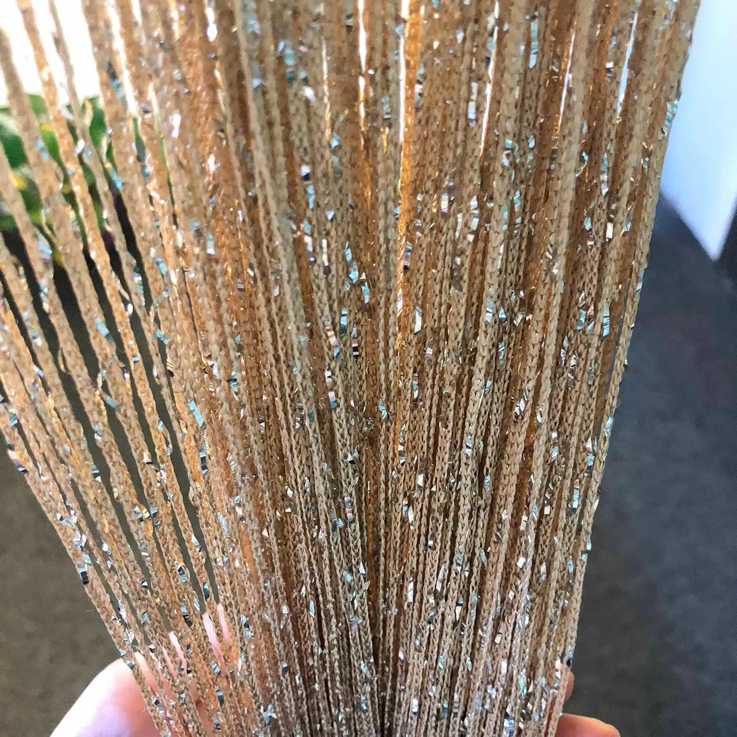 2 Pack 39 x 79 Inch String Curtains Door, Hippie Room Decor Beaded Curtains for Doorway, Closet Curtains, Room Divider  Decor, Boho  Decoration for Bedroom, Party, Champagne