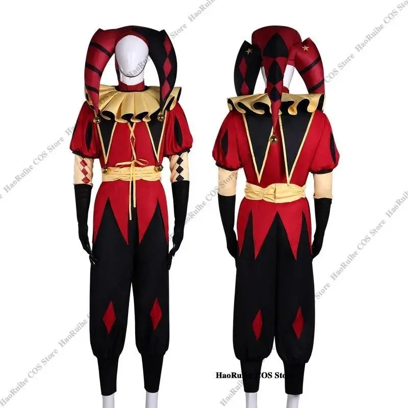 Hot The Freak Circus Pierrot Jester Harlequin Cosplay Costume Adult Clown Top Pant Wigs Joker Uniform Halloween Costume Carnival