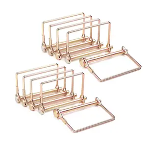 10 Pack 1/4x4 Inch Trailer Coupler Pin Heavy Duty Wire Lock Pin PTO Shaft Locking Hitch Pin Safety Towing Hitch Pin Trailer Accessories for Farm Trailers Wagons Lawn Garden (Gold)