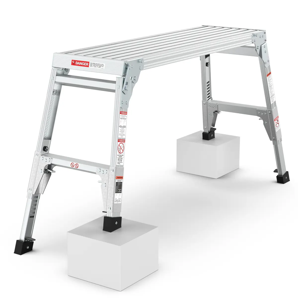 Aluminum Folding Work Platform, 40" Wide Portable Work Bench with 22"-27.5" Height-Adjustable Telescopic Legs, Step Stool for Garage, Home Repair