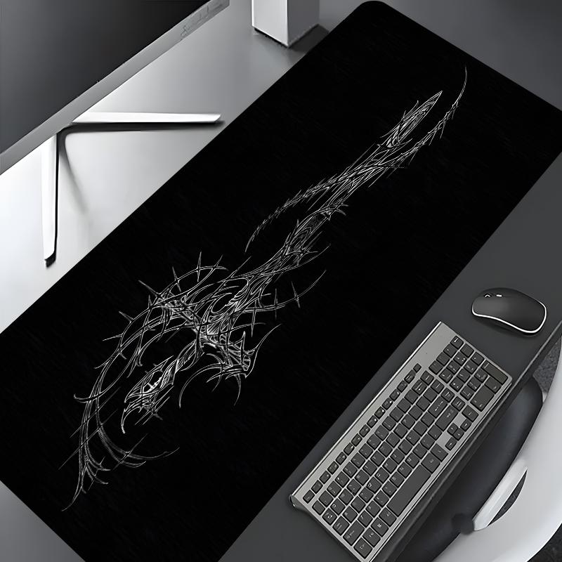 Gothic Thorned Cross Pattern Mouse Pad, Large Gaming Mouse Pad, Aesthetic Desktop Decoration Protective Pad, Non-slip Rubber Pad for Laptop, Desktop Computer Games, Gaming Mousepad