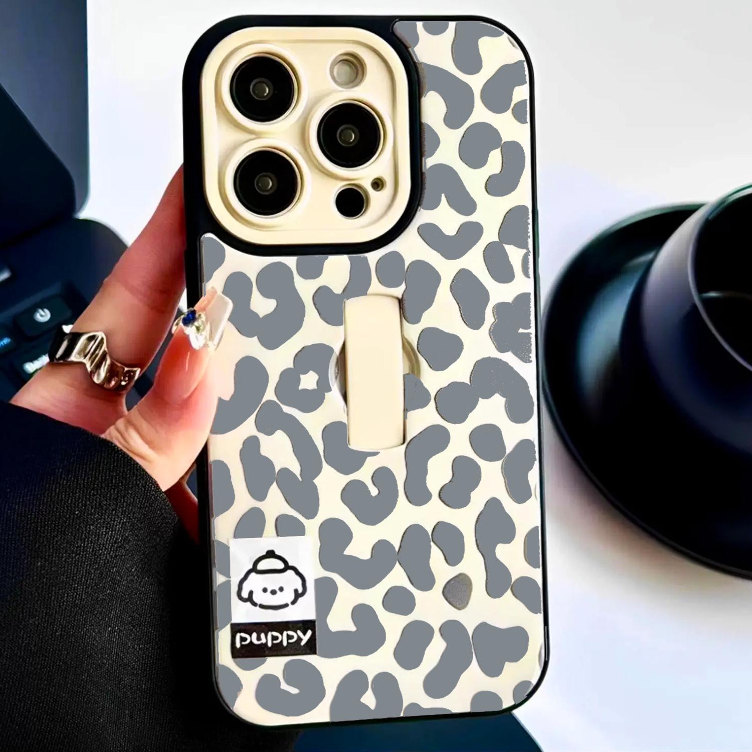 Fashion Leopard Pattern Phone Case with Ring Holder, Shockproof Phone Protective Cover, Phone Accessories Compatible with iPhone 17 16 15 14 13 12 11 Pro Max, Casing