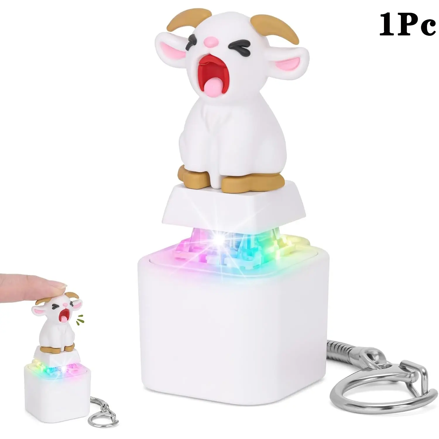 Rechargeable Squeaking Goat Keyboard Fidget Toy, LED Light & Goat Scream Sound, Asmr Desk Toy for Adults, Office Gag Gift