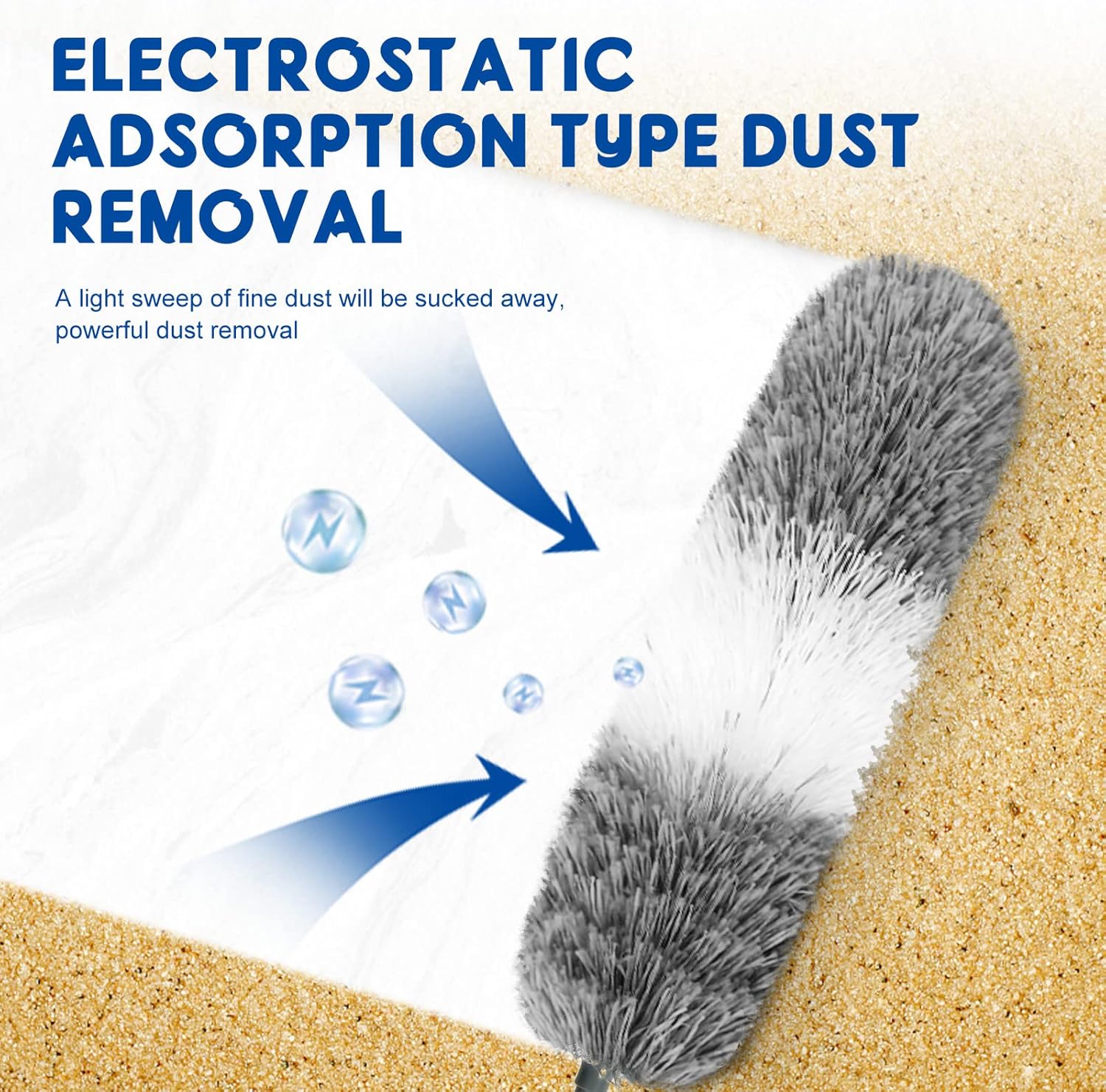 Microfiber Feather Duster for Cleaning, Extendable Duster with Telescopic Pole and 2 Replaceable Flexible Heads, Dust Removal Tool Suitable for Ceiling Fans, Furniture, Cars, Home and Kitchen Gadgets