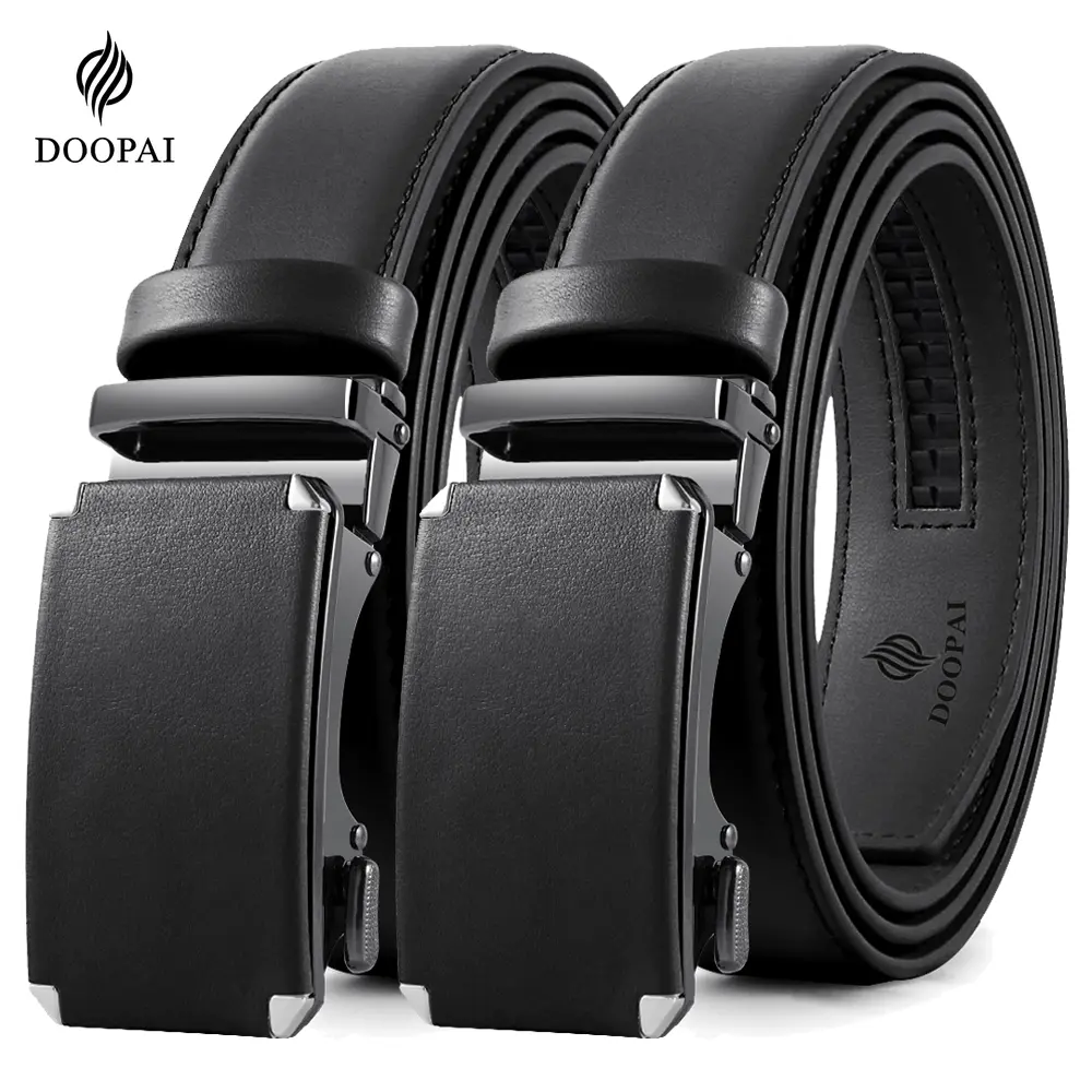 2PC DOOPAI Men's Ratchet Leather Belt Adjustable For Gift Mens Dress Casual 1 3/8", Christmas, Thanksgiving, with gift box