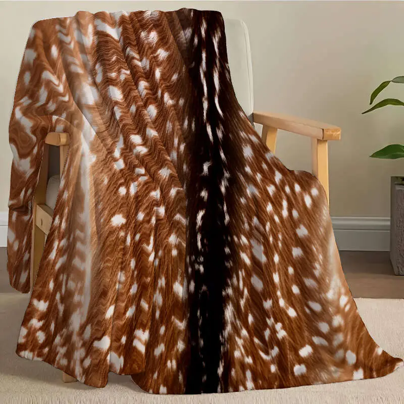 Erosebridal Luxury Brown Reindeer Fur-Like Fleece Blanket - Ultra-Soft Flannel All-Season Throw with Brown & Black Woodland Deer Print, Rustic Animal Fur Texture for Bed, Sofa, Or Decor - Cozy Warmth for Scandinavian & Bohemian Interiors