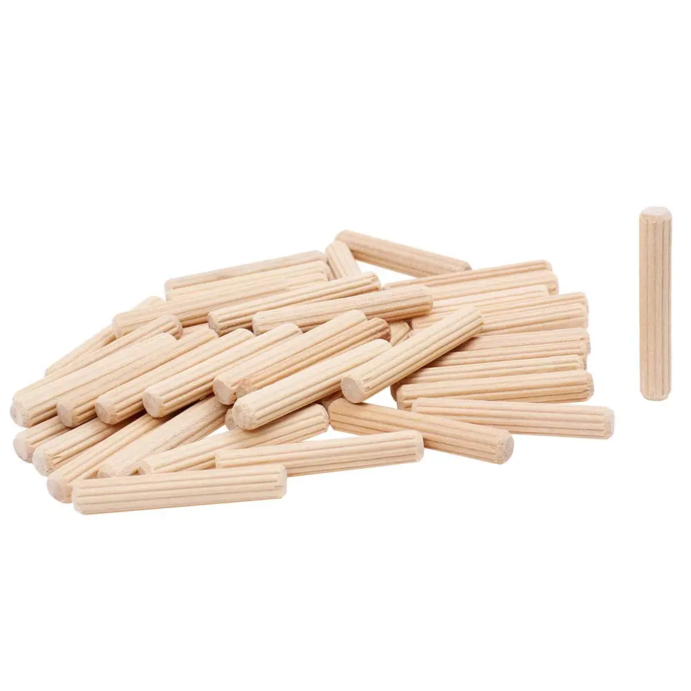 100 Pack 1/4"  Dowel Pins Grooved Hardwood Dowels for Furniture Joinery | Straight Grooved Wooden Dowels for   Joints, Cabinet Making, Furniture Repair and DIY Woodworking Jig Projects