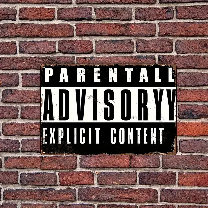 Classical Retro Metal Parental Advisory Sign, Sturdy Indoor Home Decor Plaque - 8.0x11.97 in, No Electricity Needed, Easy Install, Reusable - Ideal for Home Bar Decor