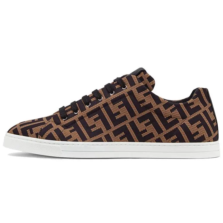 Fendi Fabric Flatform Sneakers for Men – Brown Low-Top Fashion Shoes Verifiable, with credentials and supporting global authentication