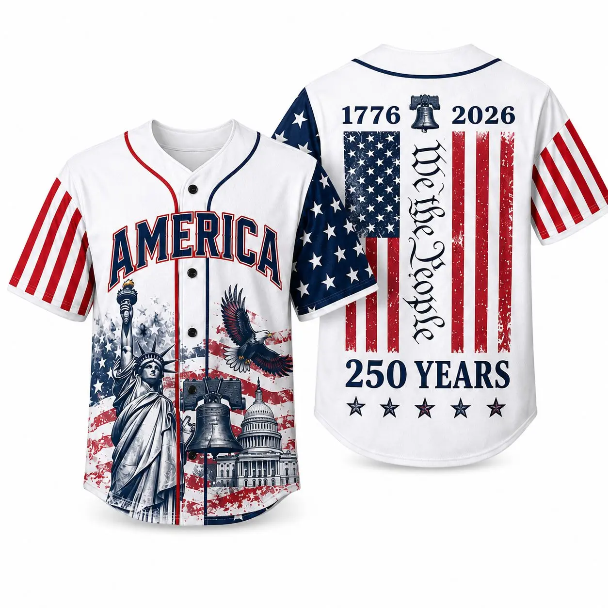 USA Baseball Jersey,America 1776–2026 Patriotic Baseball Jersey for Men & Women, Lightweight Polyester Button,summer menclothes Up Shirt, 4th of July Streetwear Top,fashion men clothes,clothes,outfits,men'swear,men fashion