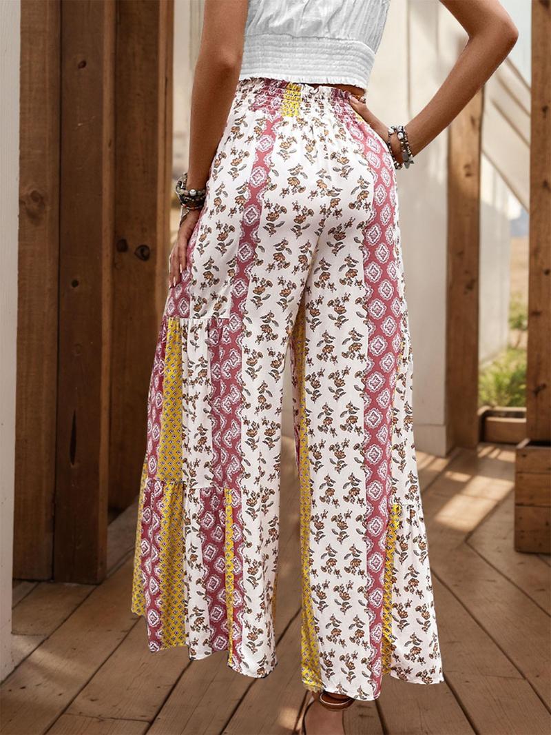 Women's All Over Print Pants, Boho Casual Comfy Trousers for Beach Vacation Holiday, Ladies Bottoms for Summer, Casual Bohemian Trousers