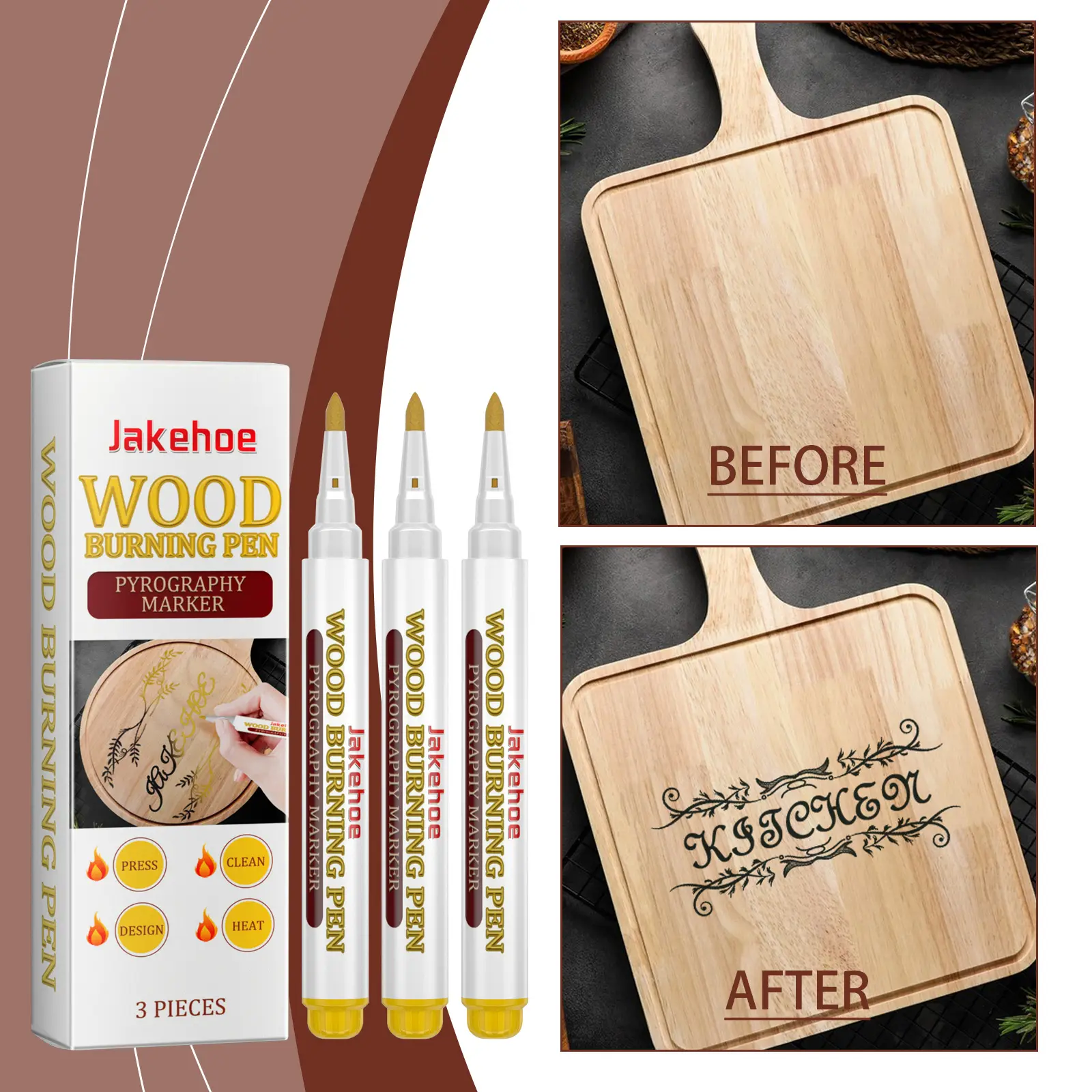 Surj Selection X JAKEHOE Woodworking Painting Pen Wood Burning Pen Wood Pyrography Pen Painting Marking Pen Wood Marking Pen