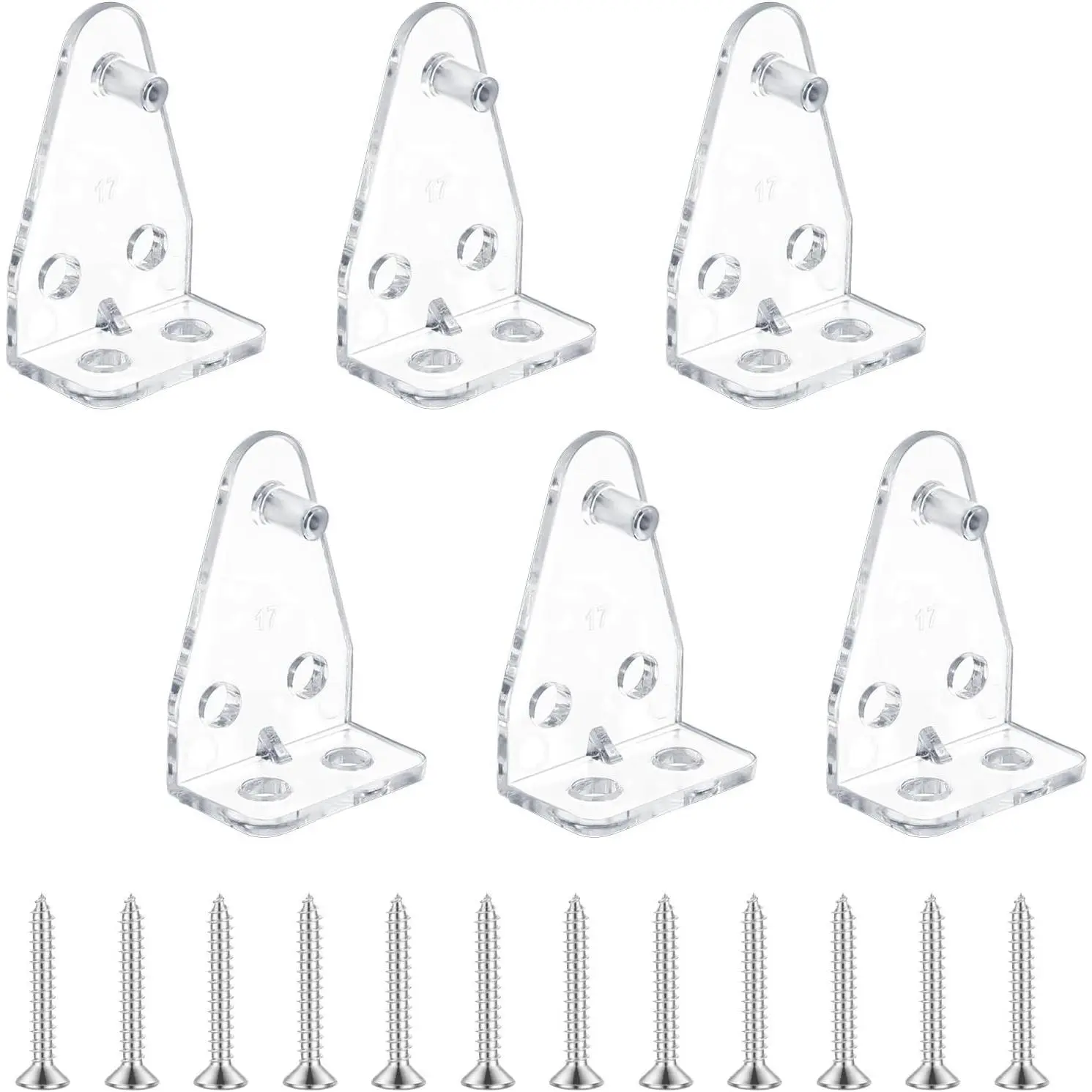 6 Pieces 1 Inch Mini Clear Plastic Hold Down Brackets for Blinds Bottom Rail Hold Clips Replacements Blind Parts with Install Screws for Windows Doors