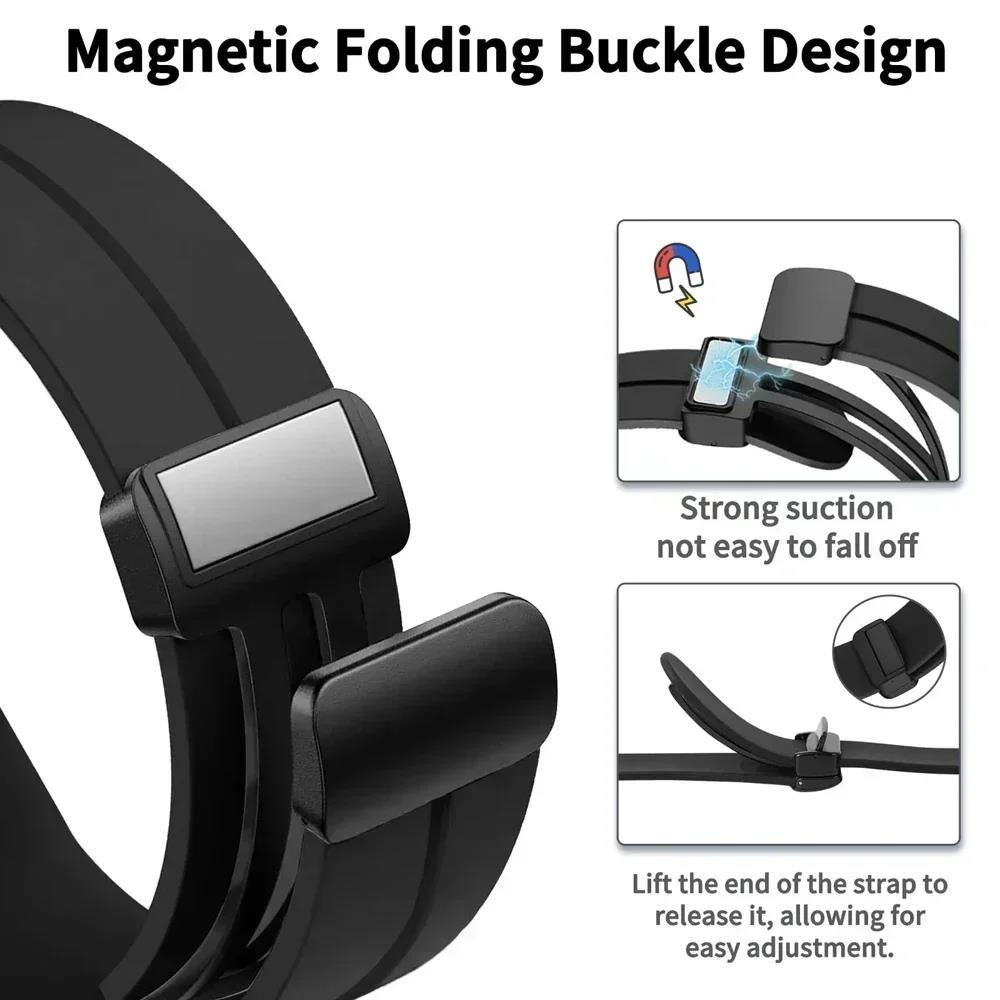 Silicone Magnetic Buckle Watch Band, Casual Business Sports Strap, Fits Samsung Huawei Xiaomi Garmin Smart Watches, Watch Accessories
