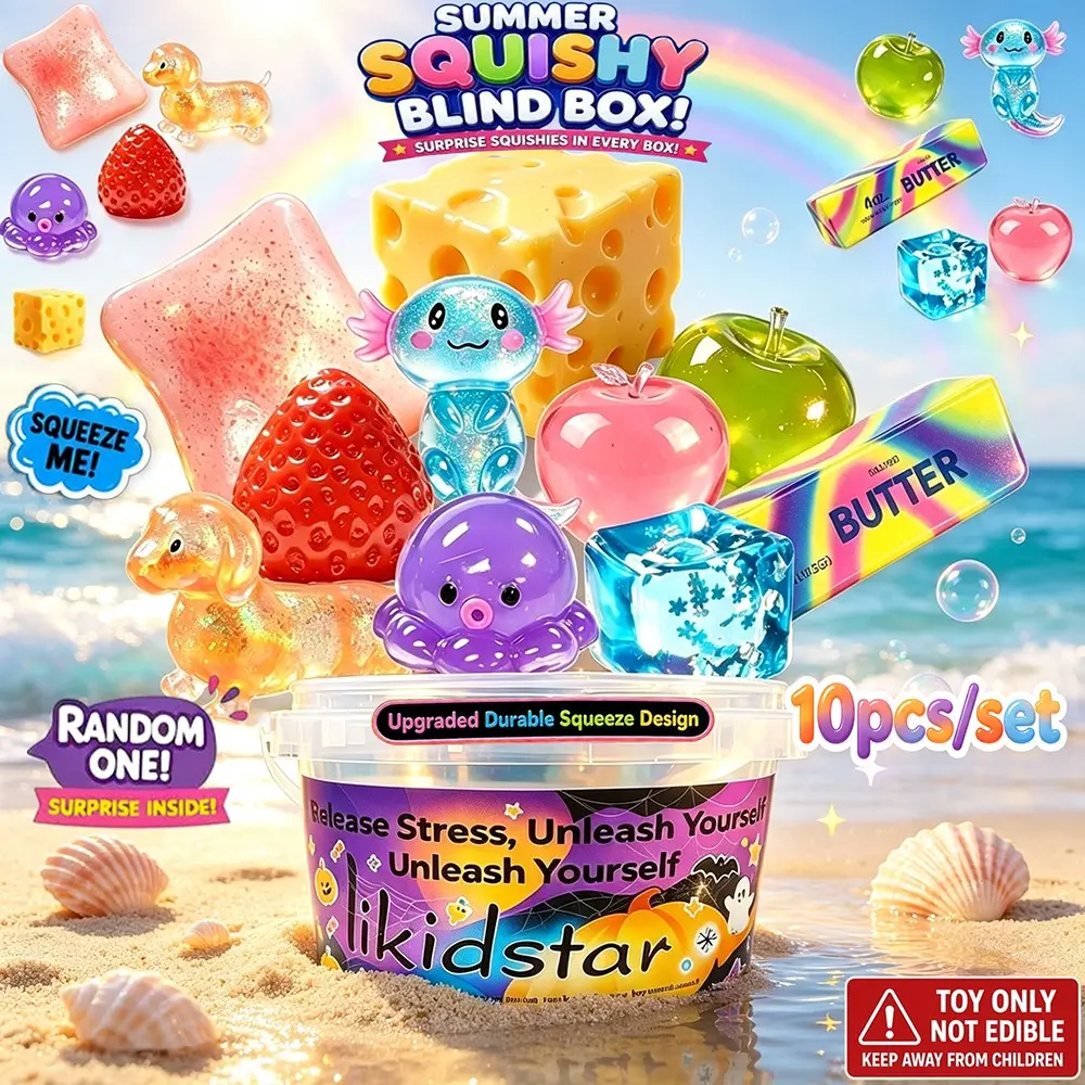 10-Pack Soft Squishy Toys, Trendy Squeeze Sensory Fidget Toys, 9 Unique Designs, Stress Relief, Perfect Gifts for All Ages