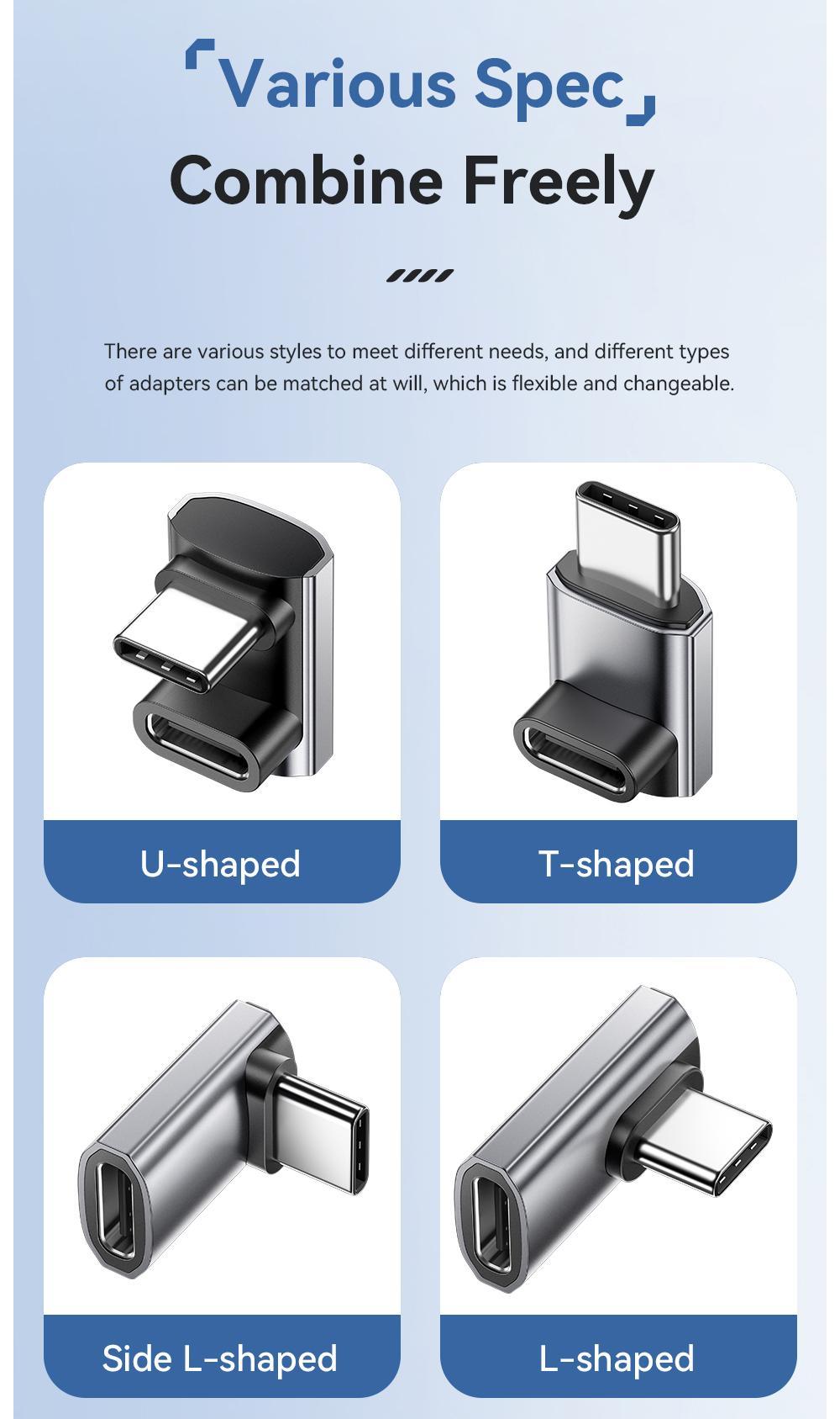 USB OTG Adapter Fast Charging Converter 90 Degree USB Type C Data Adapter