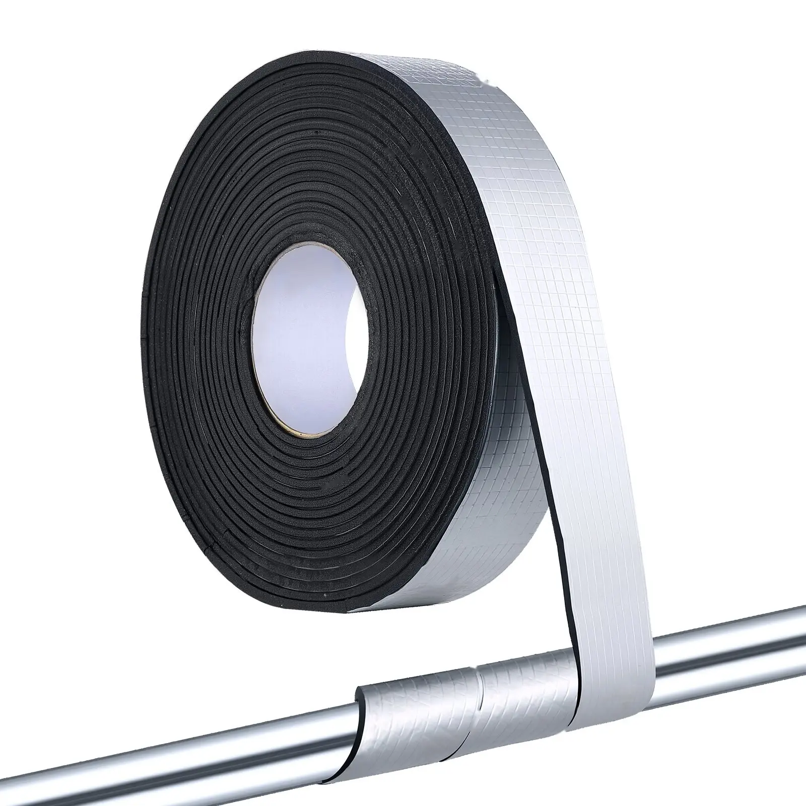 Pipe Insulation Wrap With Aluminum Foil Layer, Self-Adhesive, 32.8 Feet Long, 2 Inch Diameter, Flexible Thermal Insulation for Plumbing and HVAC, Weatherproof Protective Covering, Easy Installation for DIY Home Improvement