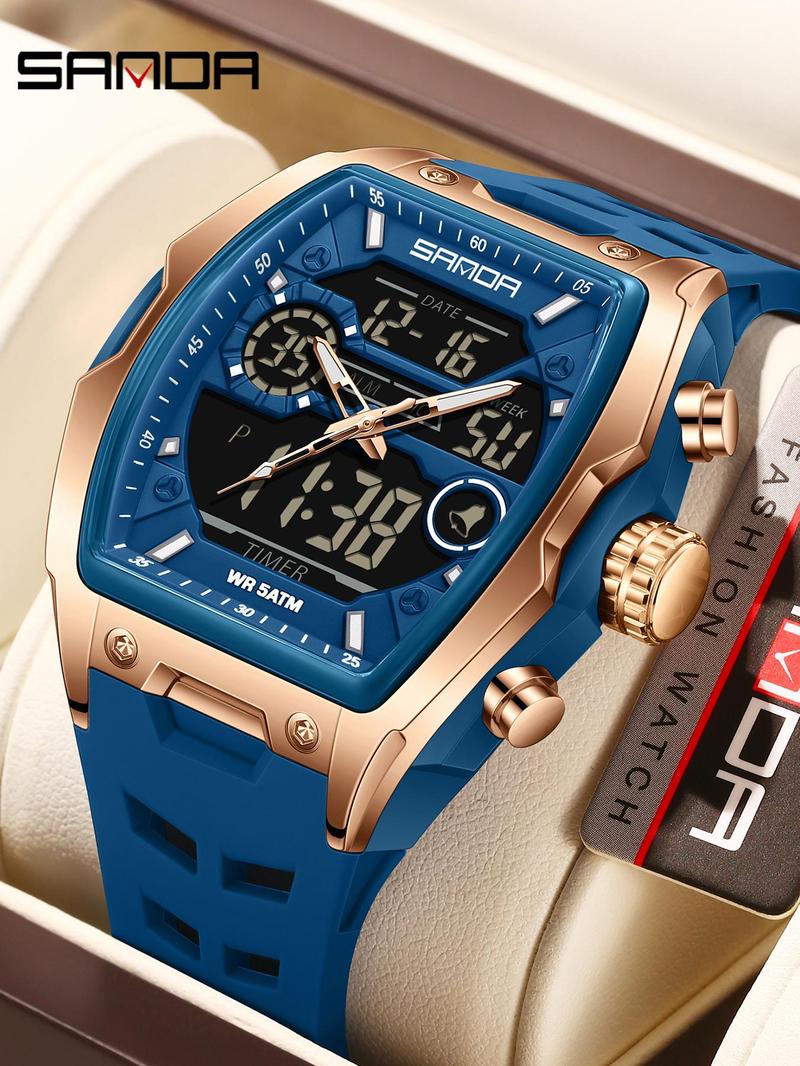 Men's Sportive Digital Watch, Fashionable Digital Watch with Digital Display, Trendy Multifunctional Watch for Daily Life, with Box