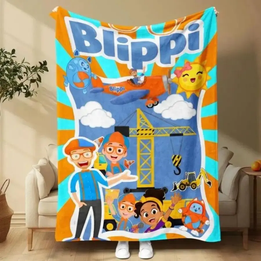 Blippi Fun Exploration Flannel Throw Blanket, cooling blankets cooling blanket blankets quince bedding, Soft Warm Plush Learning Adventure Theme Blanket Cozy Bedroom Sofa Bed Decor Holiday Gift For Toddlers Boys Girls Kids