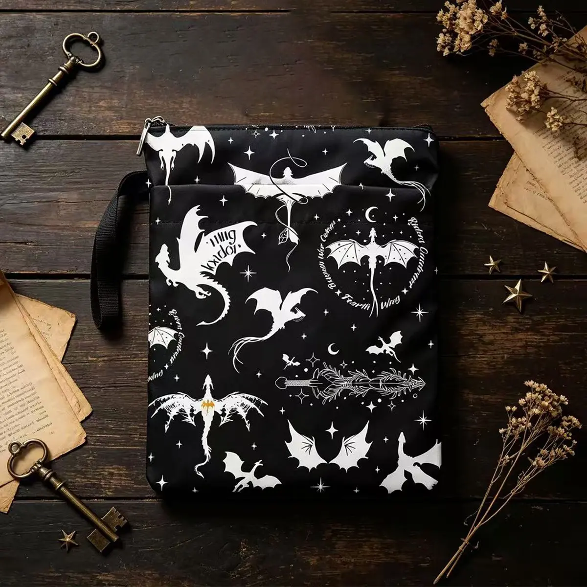 Zipper Book Cover, Paperback Protector Jacket, Multifunctional Storage Bag, Front Pocket Sleeve, Printed Design, Ideal for Schools & Students