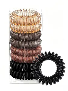 8pcs No Crease Design Spiral Shape Hair Ties, Plastic Coiled Ponytail Holder, Suitable for All Hair Types, Ideal Women's Gift