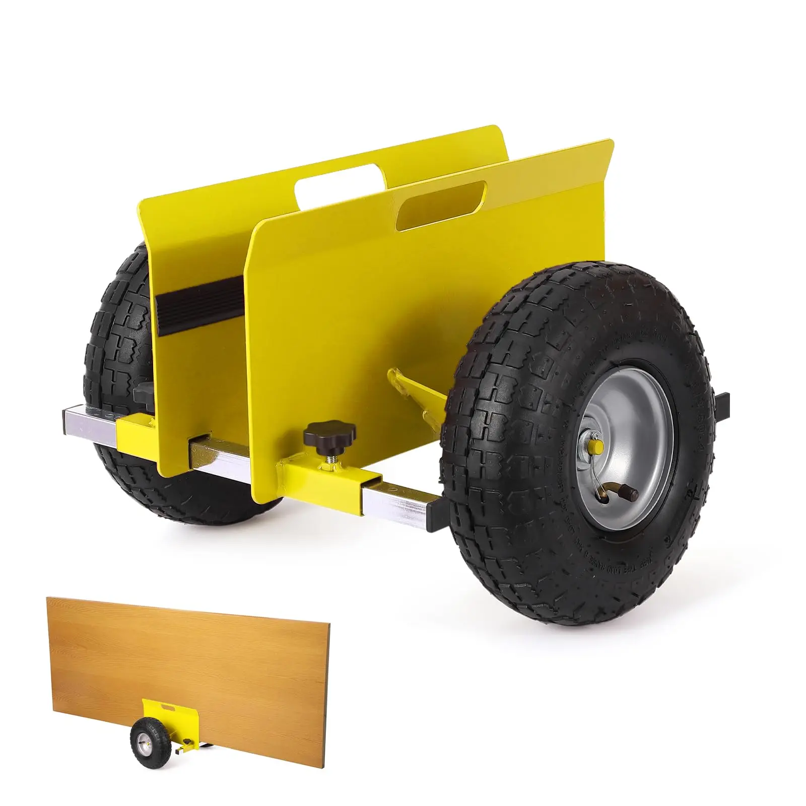 GARVEE Metal Frame Panel Dolly, 600 LBS Capacity Adjustable Arms Drywall Mover with 10" Rubber Inflatable Tires, Manual Push Plywood Dolly for All Terrain Drywall Sheets & Door Material Transport