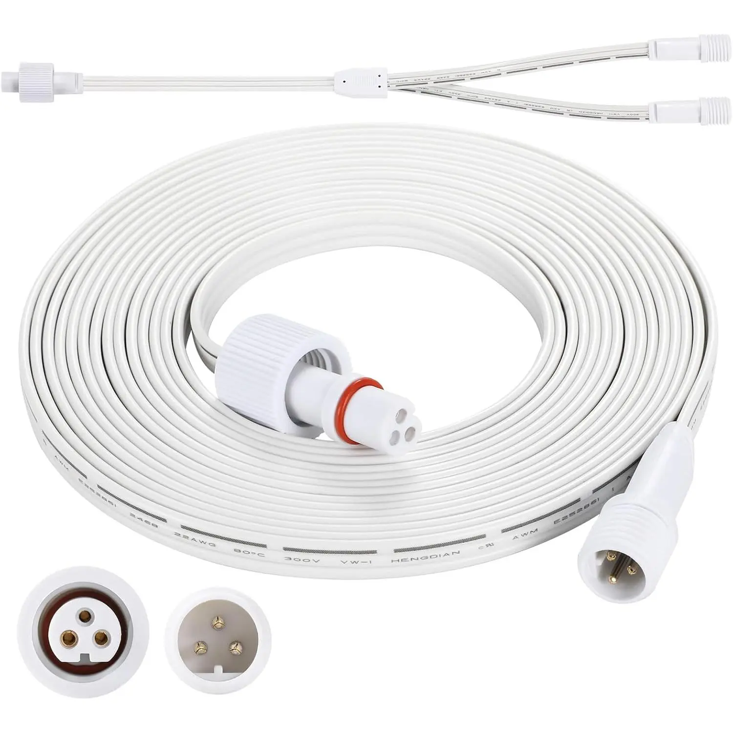 Permanent Outdoor Lights Extension Lead  Cord, Extension  3Pin,IP68 Extension  for Go-vee H705A/B/C, H706A/B/C (13FT Extension)