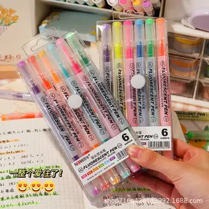 Highlighter Double Head Xiaohongshu Hot Selling Macaron Color Student Key Marking Pen Morandi Pale Highlighter