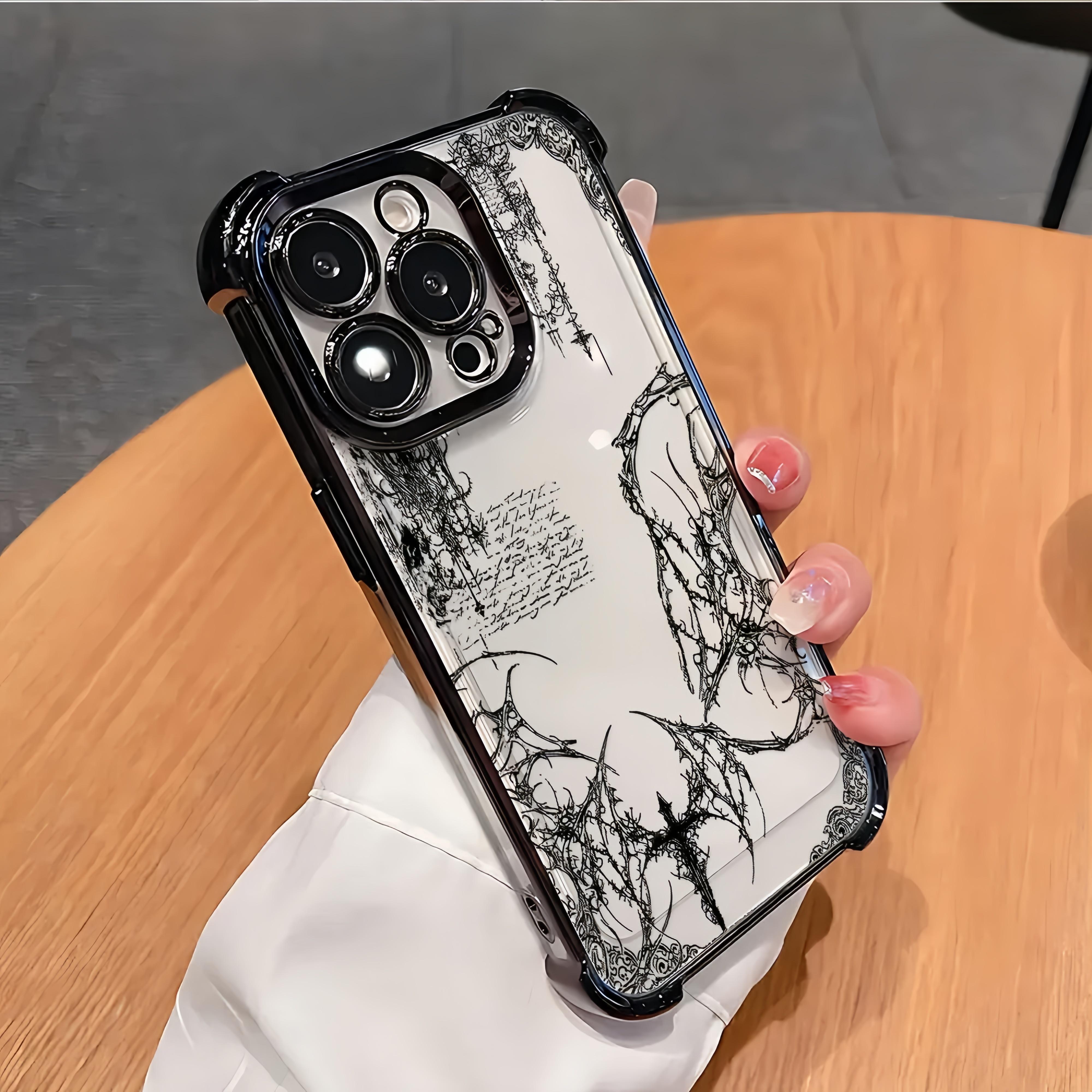 Fashion Art Y2k Retro Gothic Style Protective Phone Case for iPhone 17 16 15 14 13 12 11 Pro Max Air X XSMAX Plus Anti Fall Transparent Soft Back Cover