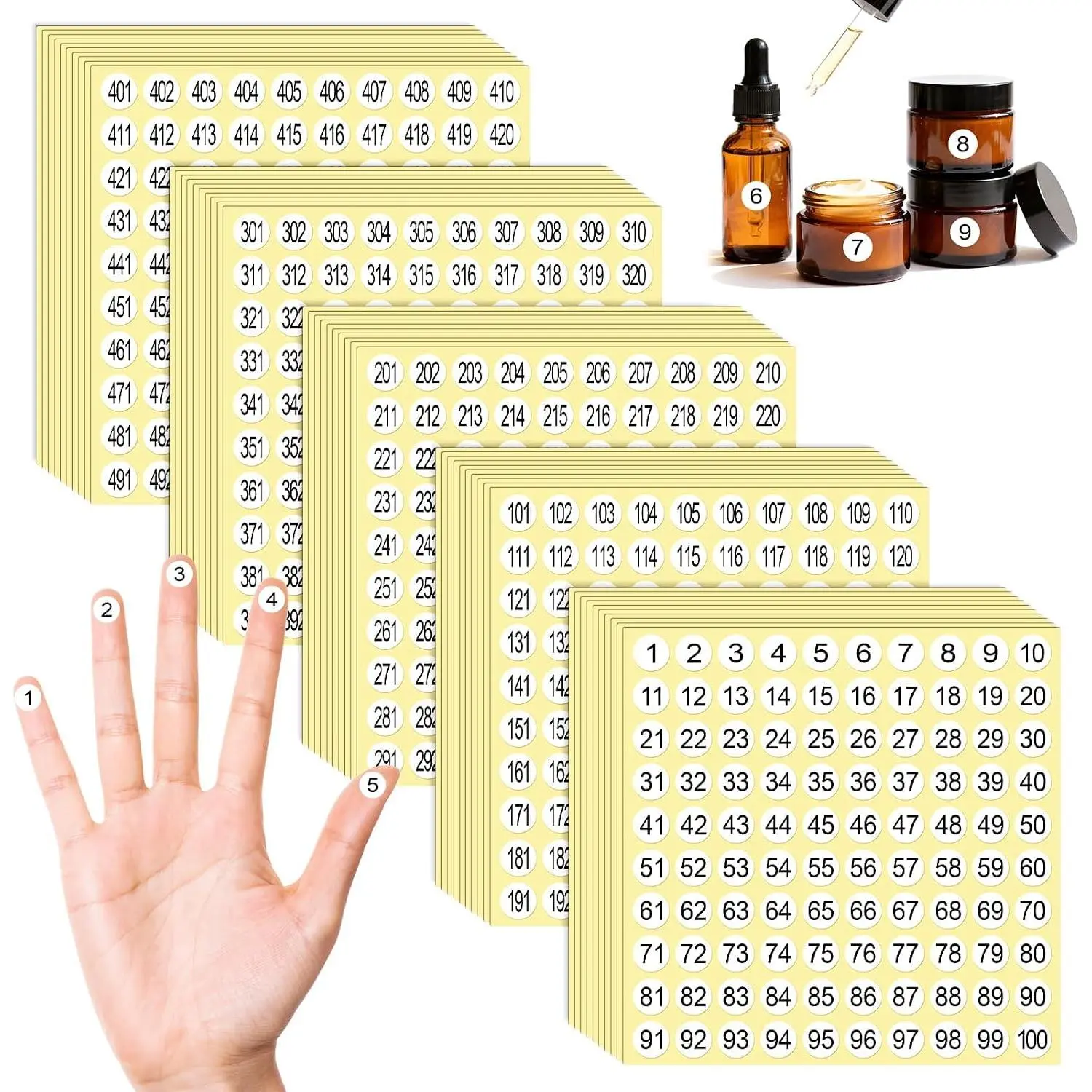 5000 count Round Small Number Stickers 1-500 - 10 Sets Consecutive Self-Adhesive Labels, 0.4 Inch Small Number  for Inventory Storage Organizing Boxes Indoor Outdoor Use