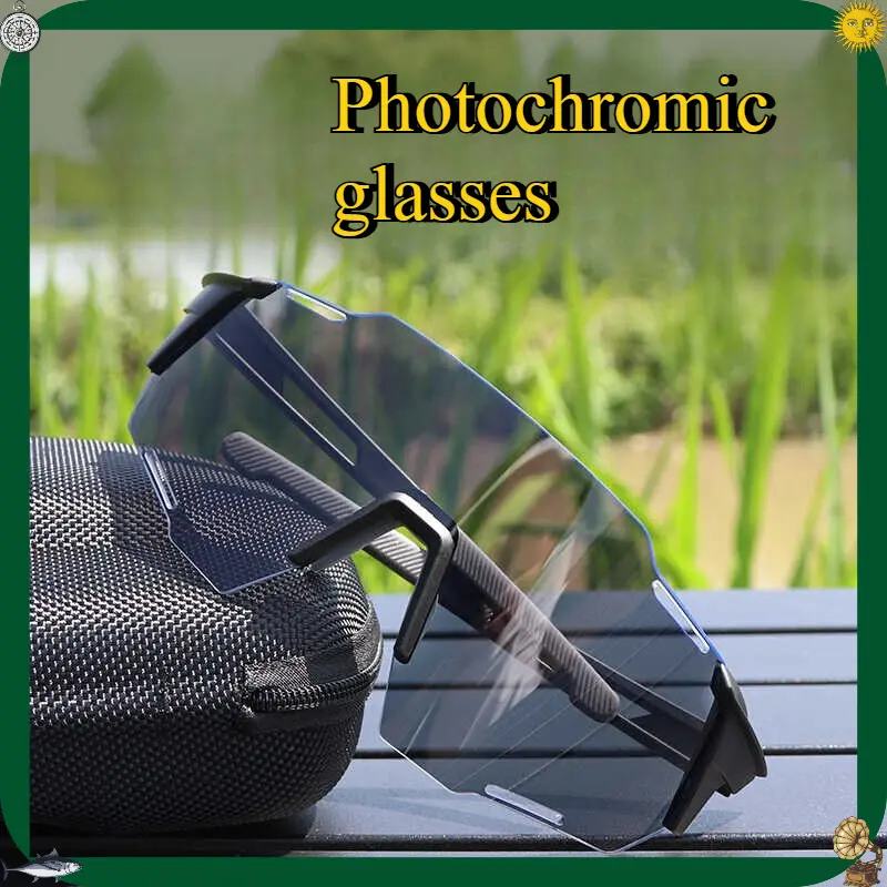 Unisex Photochromic Sport Sunglasses, Fashionable Wraparound Eyewear for Outdoor Cycling, Fishing, and Bicycle Travel