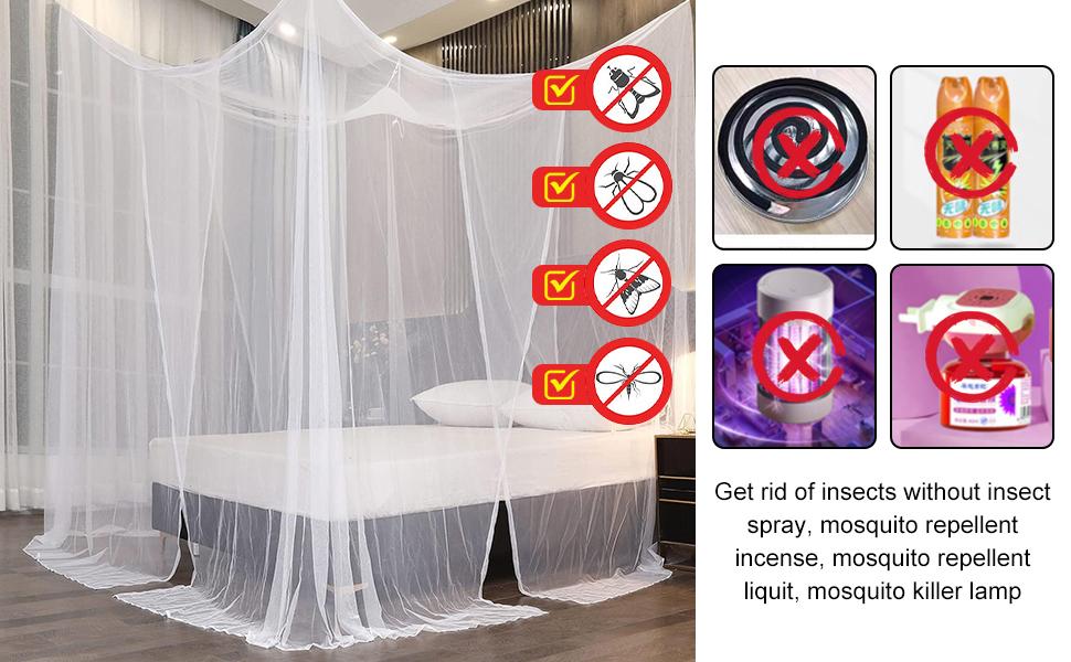 Net Bed for Full Queen King Size Bed,4 Corner Gothic Bed Curtains,Bug Net for Camping, Halloween Decoration