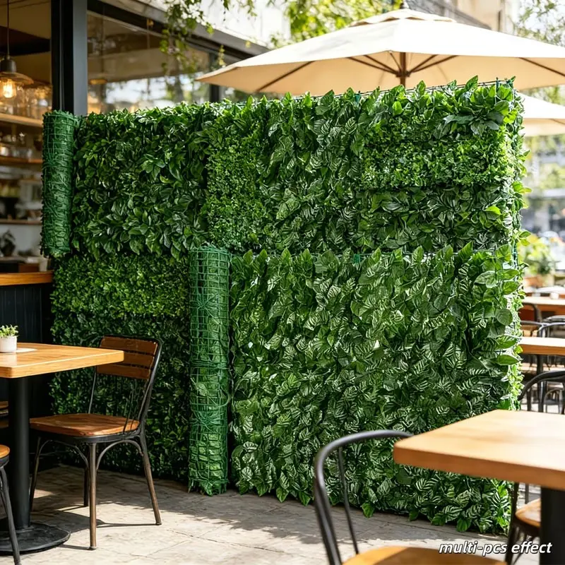 Two sets of Decorative evergreen plant walls, UV-resistant and non-fading synthetic grass plastic fence background wall, a privacy-protecting barrier for balconies, Outdoor garden accessory