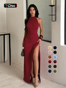 Elegant Chic High Slit Backless Dress, Slim-Fitting Design, Perfect for Formal Wear, Evening Wear & Special Occasions, Stylish Women's Clothing
