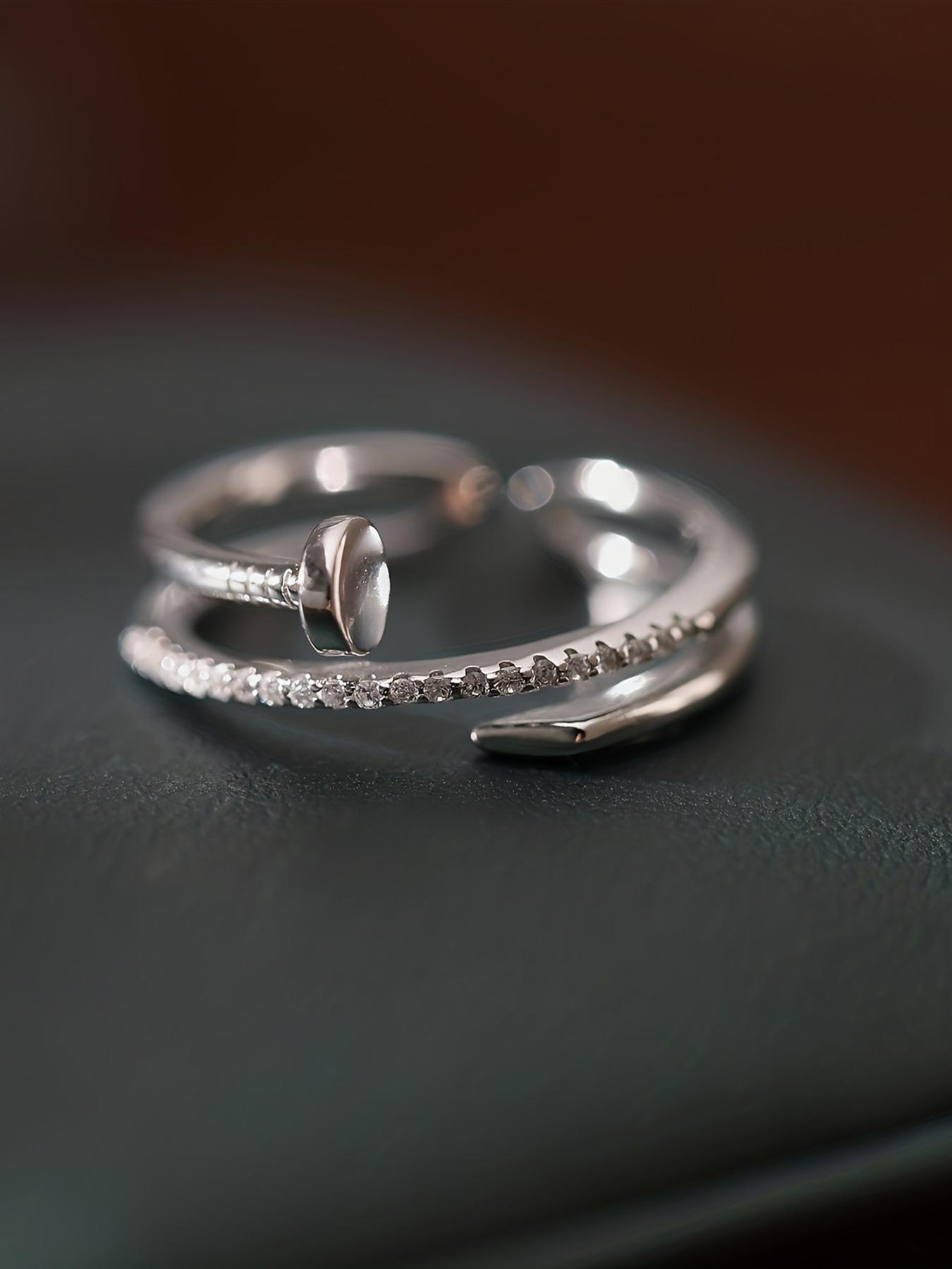 925 Sterling Silver Fashionable Wrap Nail Design Ring, Fashion Jewelry for Party, Daily Clothing Decor, Trendy All-match & Exquisite Jewelry for Birthday Gift, Elegant Everyday Ring, Elegant Casual Ring, Statement Rings