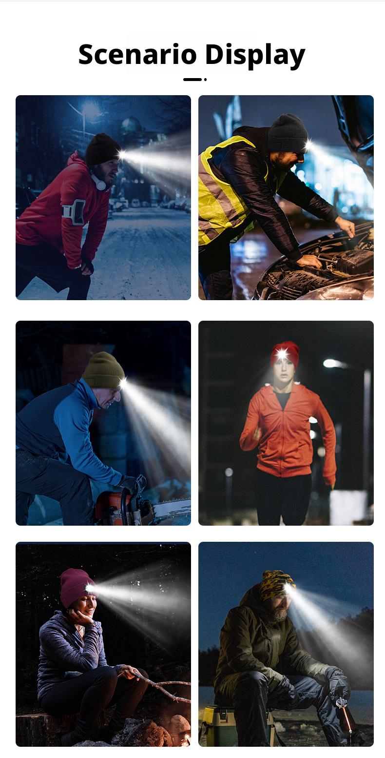 Bluetooth Beanie with Light, Unisex USB Rechargeable  LED Flashlight Hat with Cordless Headphones, Unique Christmas Birthday Gifts for Men Husband Teen Warm