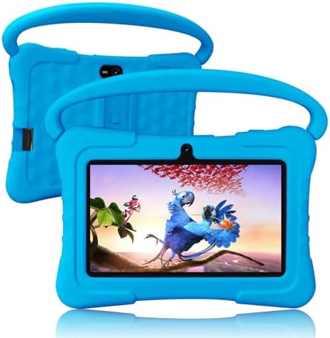 Valentine's Day Tablet 7 inch with Shockproof Case, 1GB RAM 32GB ROM, Android Tablet with Bluetooth, WiFi, GMS, Parental Control, Educational, Games(Blue)