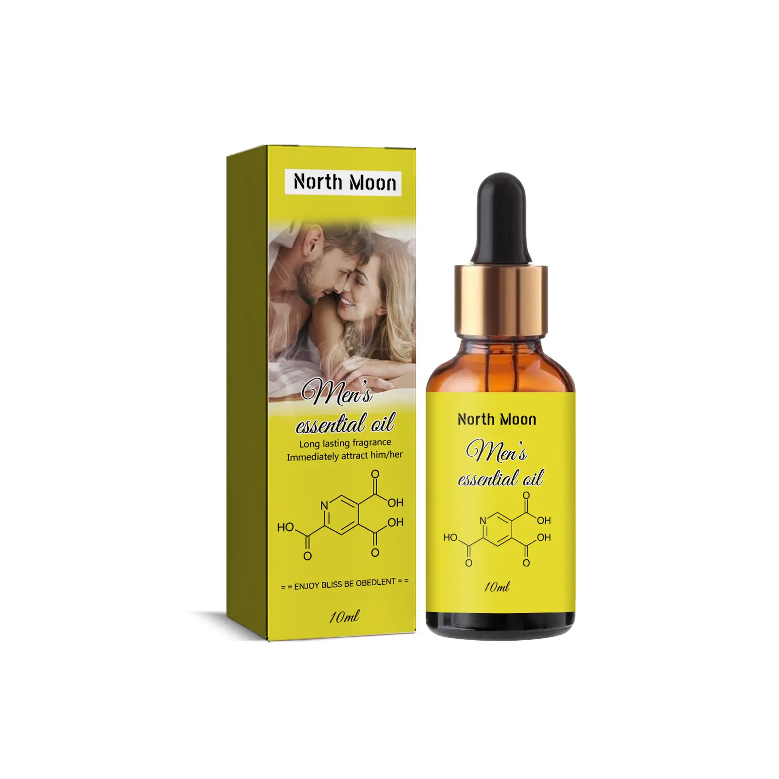 North Moon Pheromone Aroma Essential Oil (Yellow) - Unisex Natural Body Oil, Attractive Long-Lasting Refreshing Scent, Easy to Apply on Chest & Ears, for Beauty & Personal Care Use, Scented, Apply Easily, Feromone Oil Unisex Fragrance