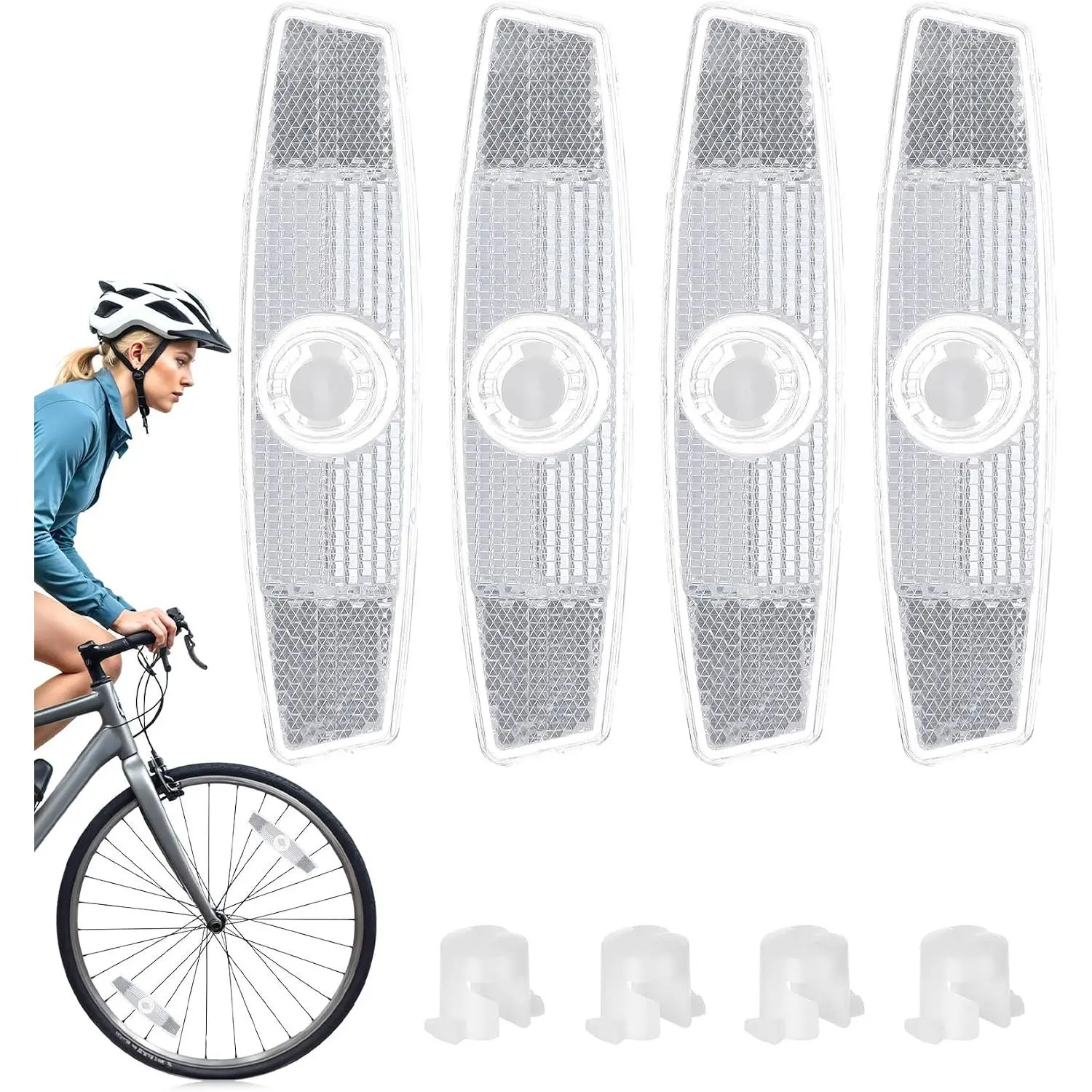 4 Pack  Reflectors,  Wheel Reflectors, White  Reflectors |  Wheel Reflectors for Night Riding, Safety  Decoration Accessories for Road Mountain