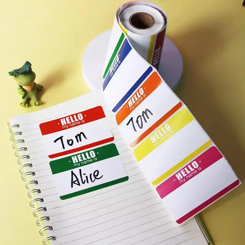 Large Adhesive Name Labels, 250pcs/roll Strong Sticky Blank Stickers for Home Office Classroom, Ideal for Group Activities and Organization