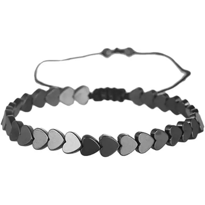 Hematite Black Matte Beads Stretch Bracelet Geometric Love Heart Round Bead Yoga Chakra Meditation Relax  Adjustable Bracelets   for Women Men