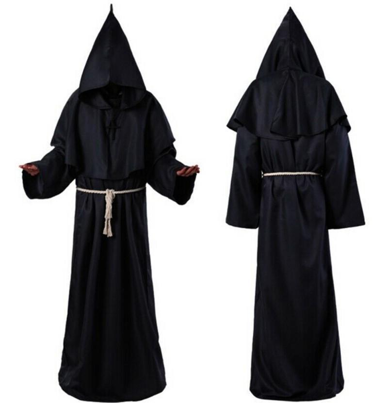 Monk Clothing Ancient Costume Medieval Monk Robe Wizard Clothing Priest Clothing Halloween Cos Costume for Men Women