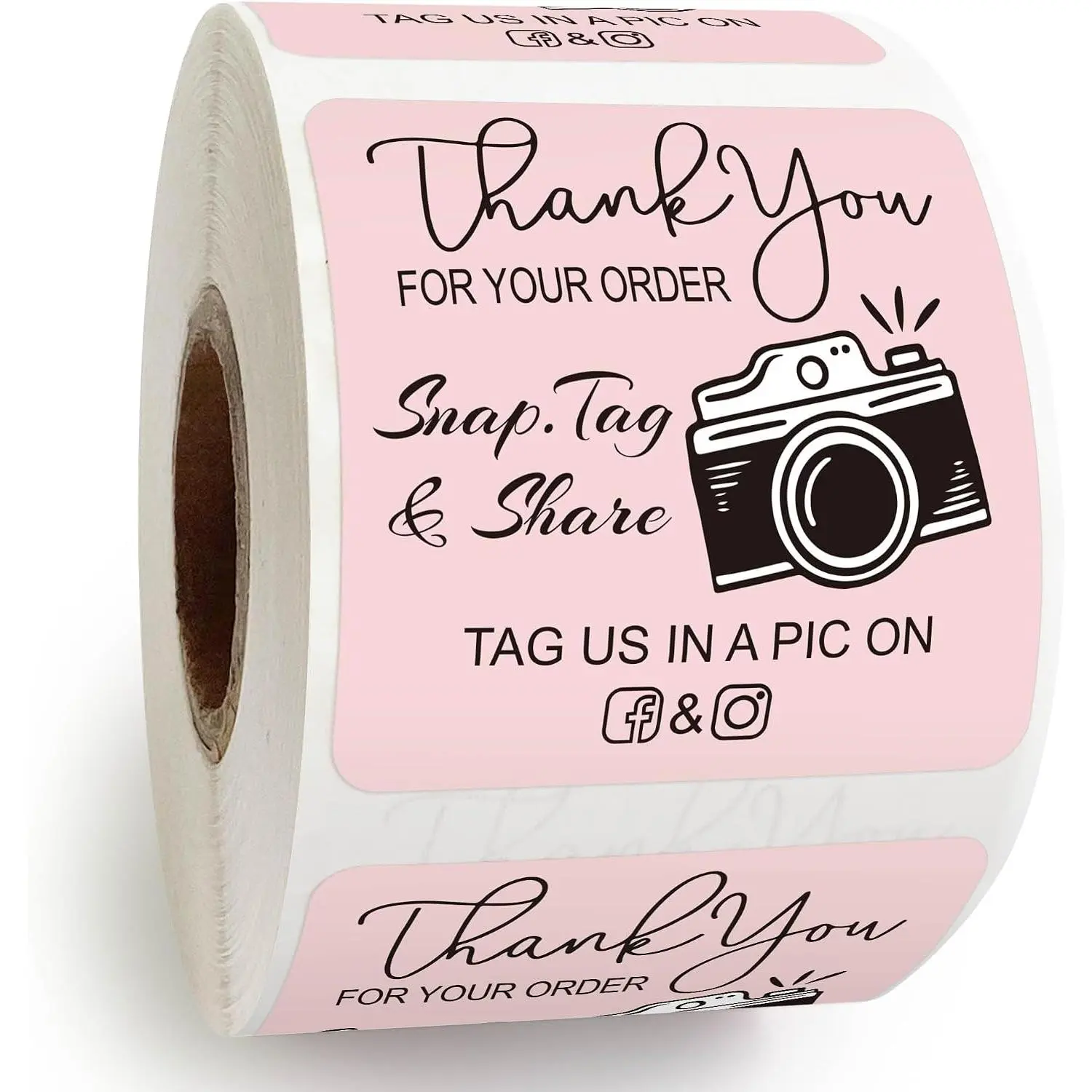 Thank You for Your Order Stickers Roll, Retro Camera Design Customer Review Stickers,  Square Stickers,  Boutique Snap Tag Share Packaging Stickers Cute - 500 count