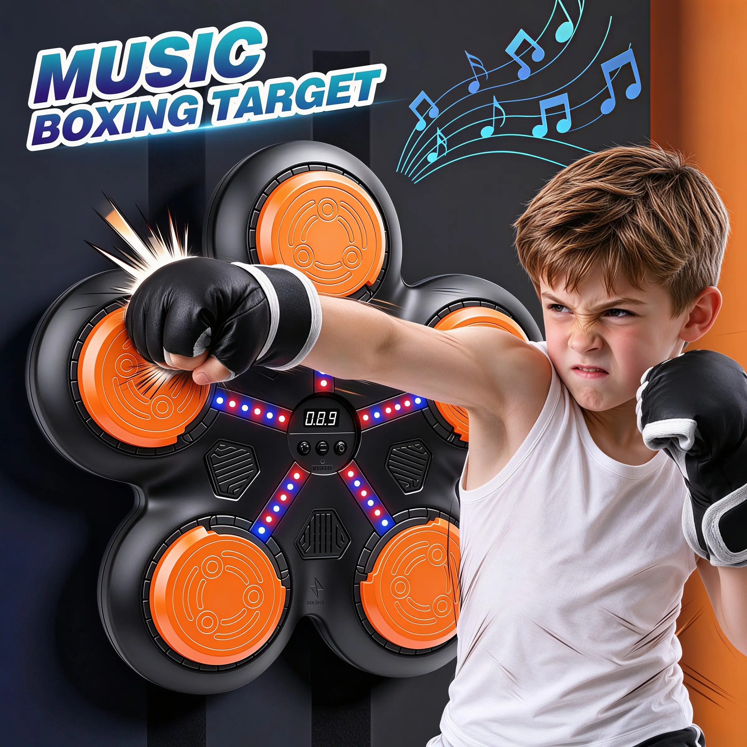 Gift Box Wall Mount Smart Boxing Machine Bluetooth Linked Music Hit Force Feedback Improve Reaction Skill Parent Child Interactive Home Fitness Stress Relief For Ages 3 Plus 1 Pack With Gloves Charging Cable Built In Lithium Battery Gift For Black Friday