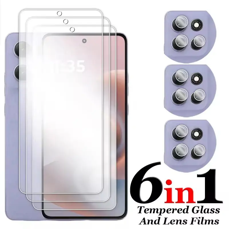 6 in1 3+3 Screen and Lens Tempered Glass compatible with MOTO G86 G56 , Camera Lens Screen Protector