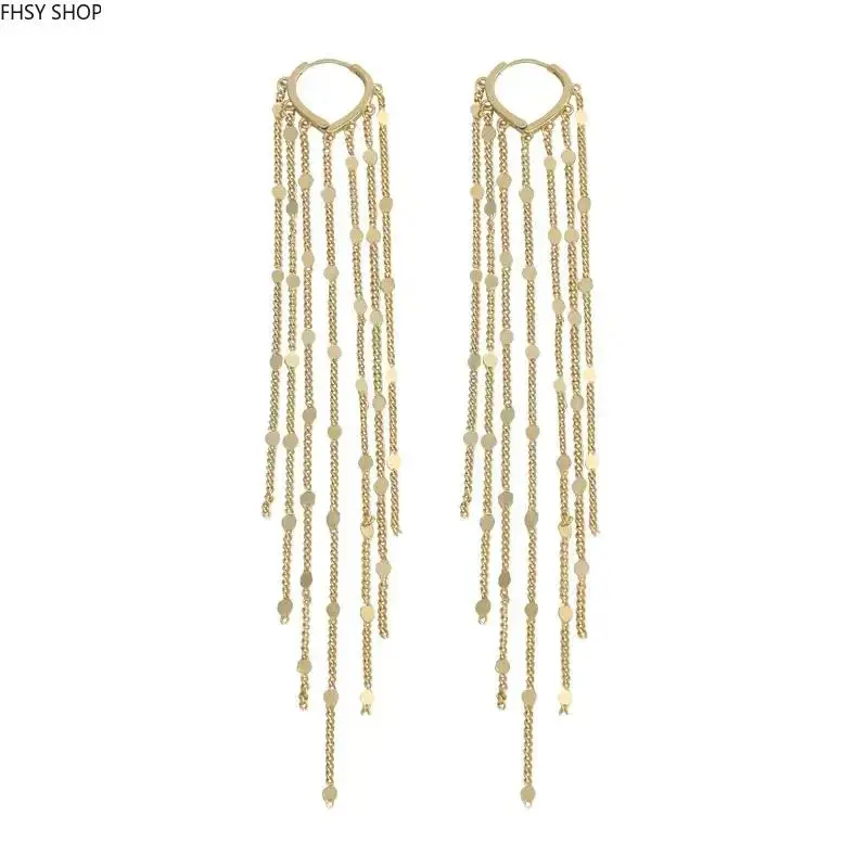 14K Gold Plated Long Tassel Earrings for Women, Chain Threader Dangling Design with Trendy Shimmer, Hypoallergenic Lightweight Jewelry for Brides, Parties & Prom