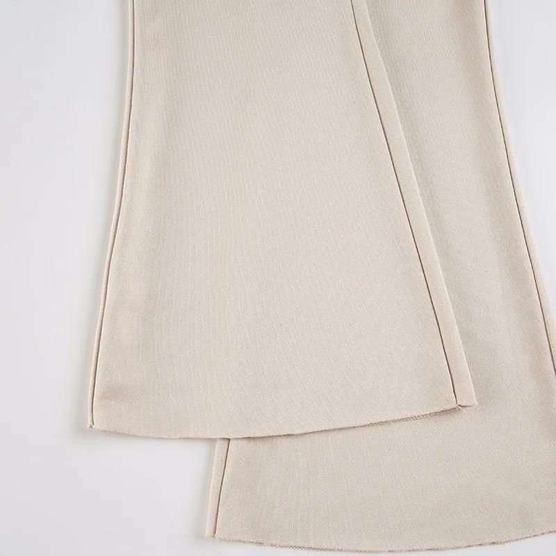 Sports suit Women Drawstring Ribbons 2 Piece Set Long Sleeve Zipup Hooded Sweatshirts Tops + Flare Pants Fashion Casual Tracksuits Summer Athletic Wear