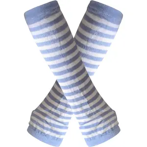 Knit Gloves Fingerless for Women & Men, Striped Arm Warmers for Anime Cosplay & Emo Goth Punk 80s Scene Accessories