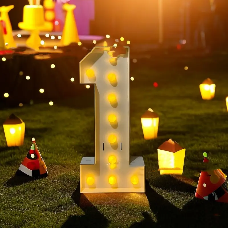 Large Digital Number Shape Floor Lamp Waterproof Outdoor Light Sign Reusable Photo Backdrop Prop For Birthday party, Anniversary party, Graduation Party Decor