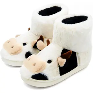 Cute Animal Cow Pig Men Women House Slippers, Comfy Memory Foam Cloudy Soft Slippers Plush Home Shoes for Bedroom Living Room Indoor